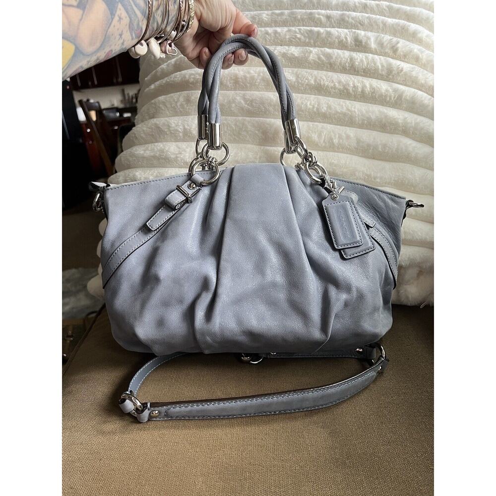Coach Madison Sophia Slate Metallic Leather Satchel 22563